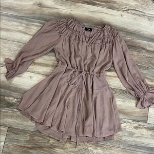 Vici Dusty Beige/Light Brown Ruffled Blouse
